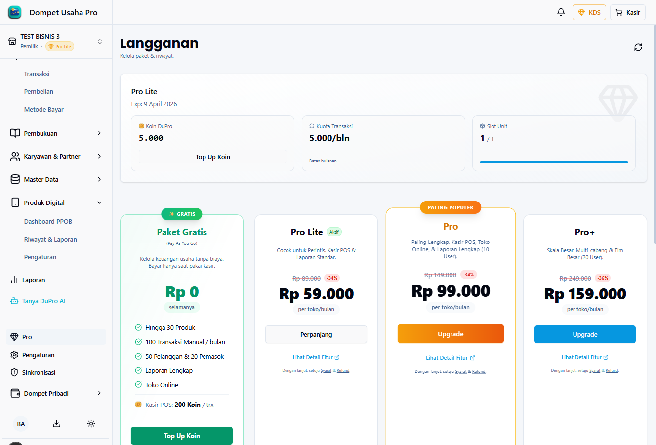 Menu Berlangganan